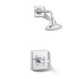 Pinstripe Pure Rite-Temp Shower Valve Trim With Cross Handle And 2.5 Gpm Showerhead