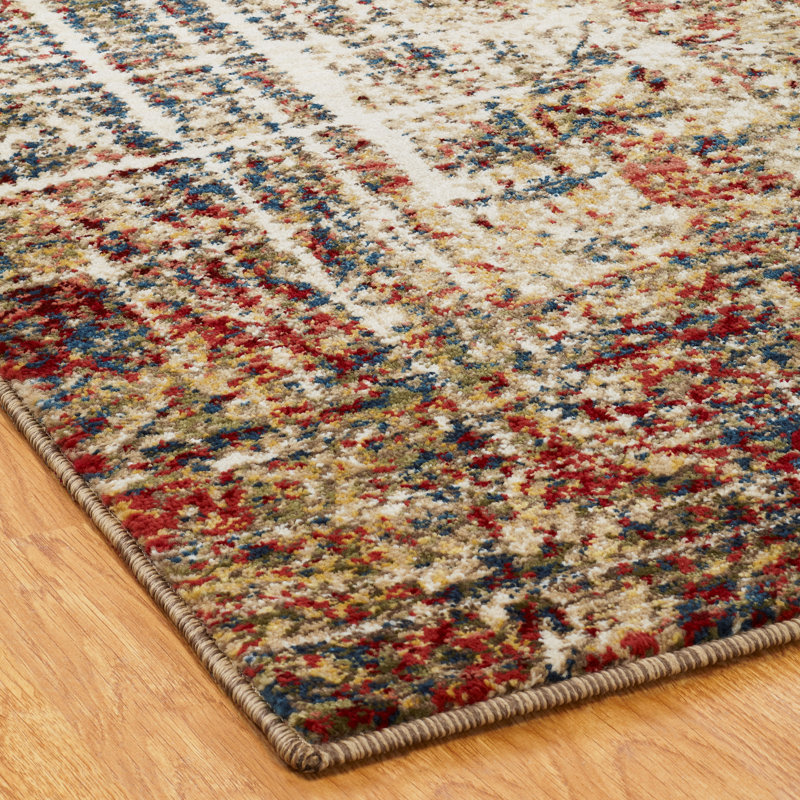 Holsworthy Abstract Area Rug in Ivory/Brown, Rectangle 5'5" x 7'7"