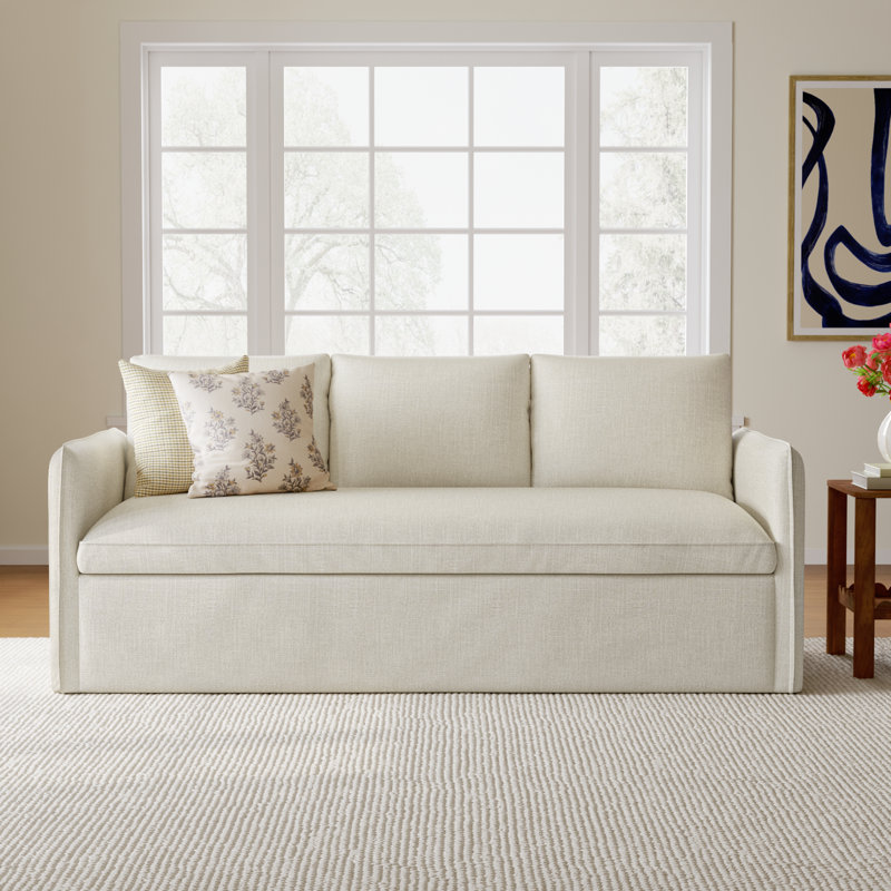 Bellatrix 83'' Slipcovered Sofa, Conversation Pearl Basketweave