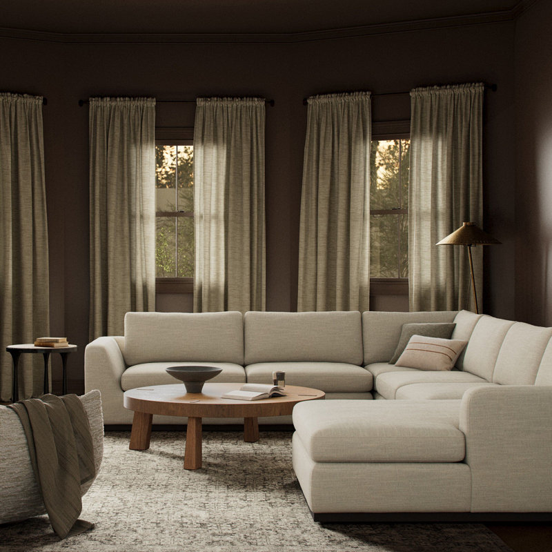 Colt Sectional, Savoy Parchment Polyester Blend, Right Hand Facing