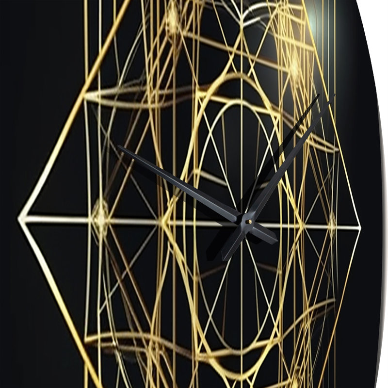 Or Visions géométriques sacrées sur fond noir V - horloge murale géométrique moderne, Grand