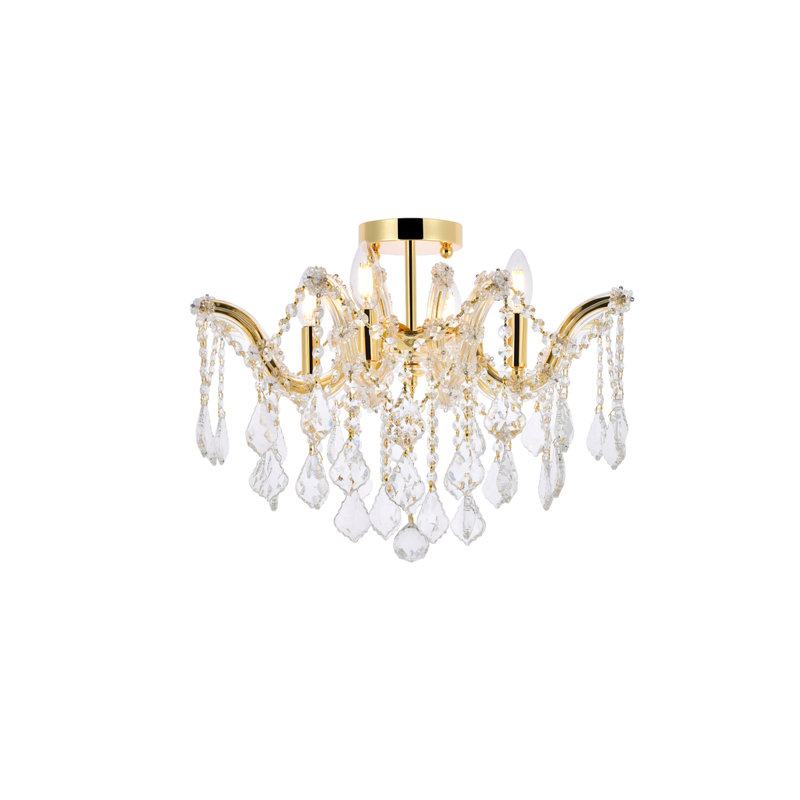 Cristal taillé royal transparent Maria Theresa Maxfield, Doré, H 15 po x l 18 po x P 18 po, Six lumières
