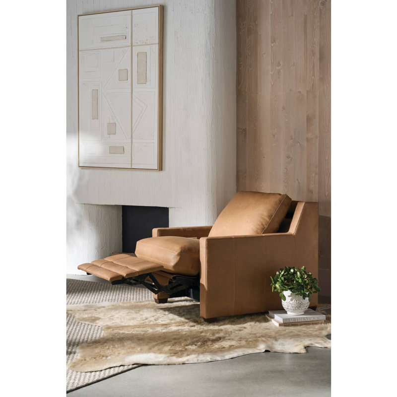 Sylvie Leather Zero Wall Power Recliner, Medium Wood
