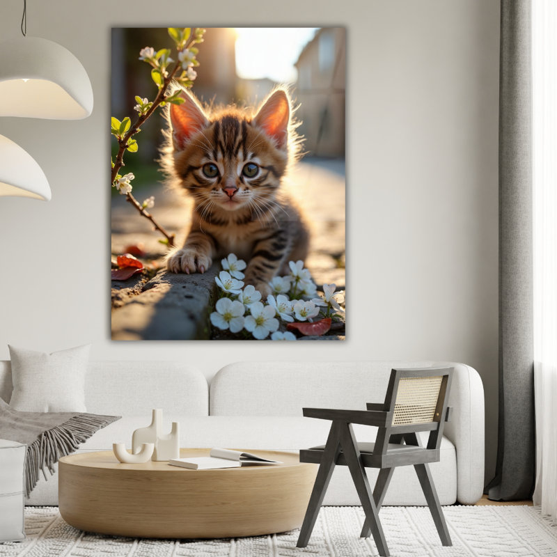 Chaton, art mural en verre trempé, H 40 po x l 30 po