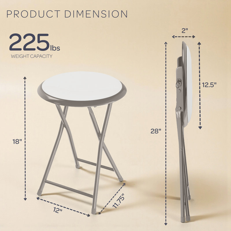 Folding Bar Stools - Heavy-Duty 18-Inch Stool - 225lbs Capacity and Padded Seats (Set of 4)