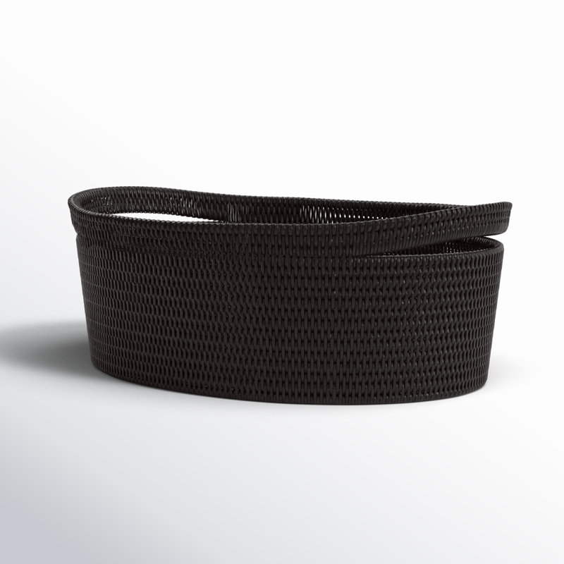 Handwoven Black Rattan Oval Storage Basket