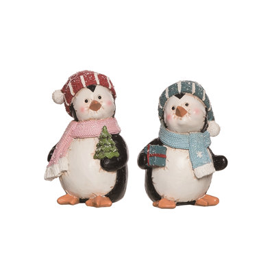  Resin Cute Penguin Figurine Set of 2 Christmas Home Decorations