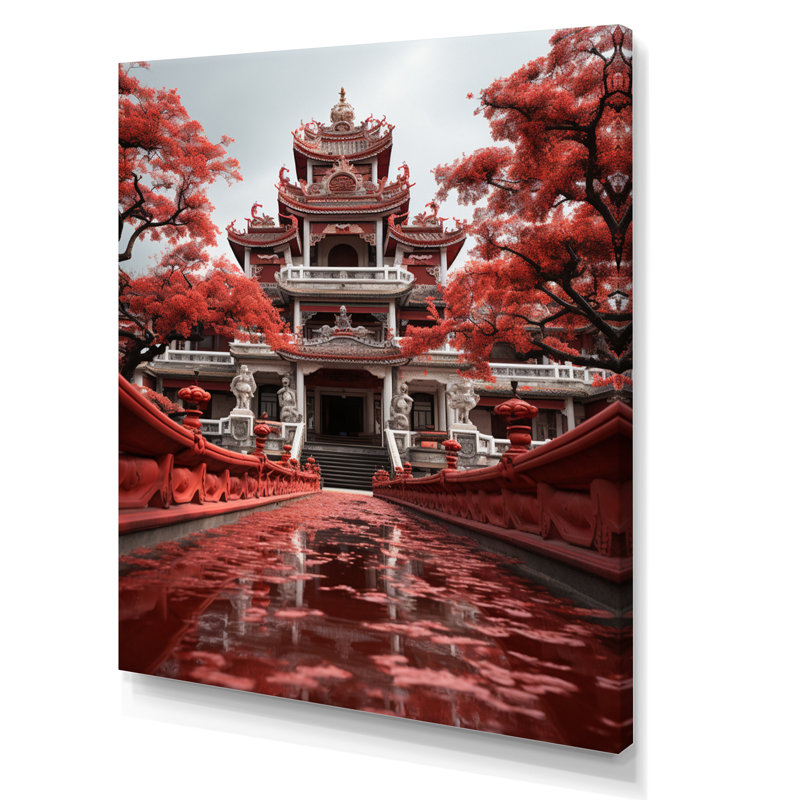 Opéra du Vietnam «Crimson I» sur toile, H 40 po x l 30 po x P 1,5 po, Toile tendue