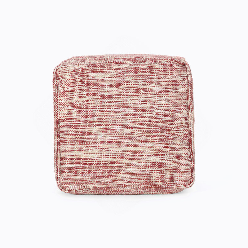 Pouf carré en coton, rouge et blanc