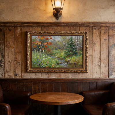 Cadre mural vintage orné de feuilles d'automne – Cadre décoratif doré pour œuvres d'art.