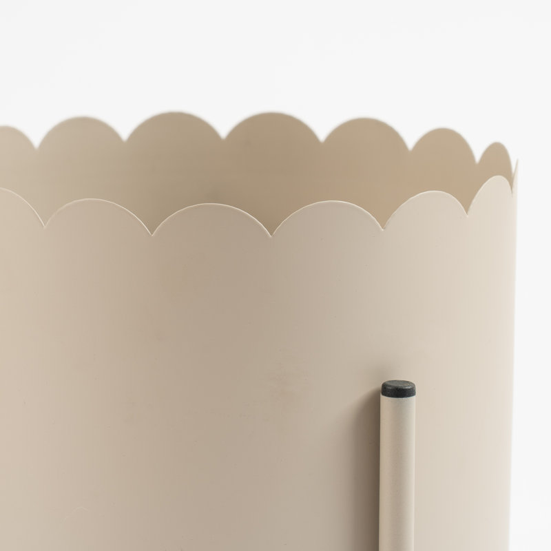 Metal Scallop Planter on Stand, Beige