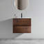 Meuble-lavabo mural en noyer de 24 po avec lavabo en céramique avec un trou de robinet, grand meuble-lavabo flottant de rangement pour salle de bain moderne, lavabo une pièce sans drain et robinet, pré-assemblé