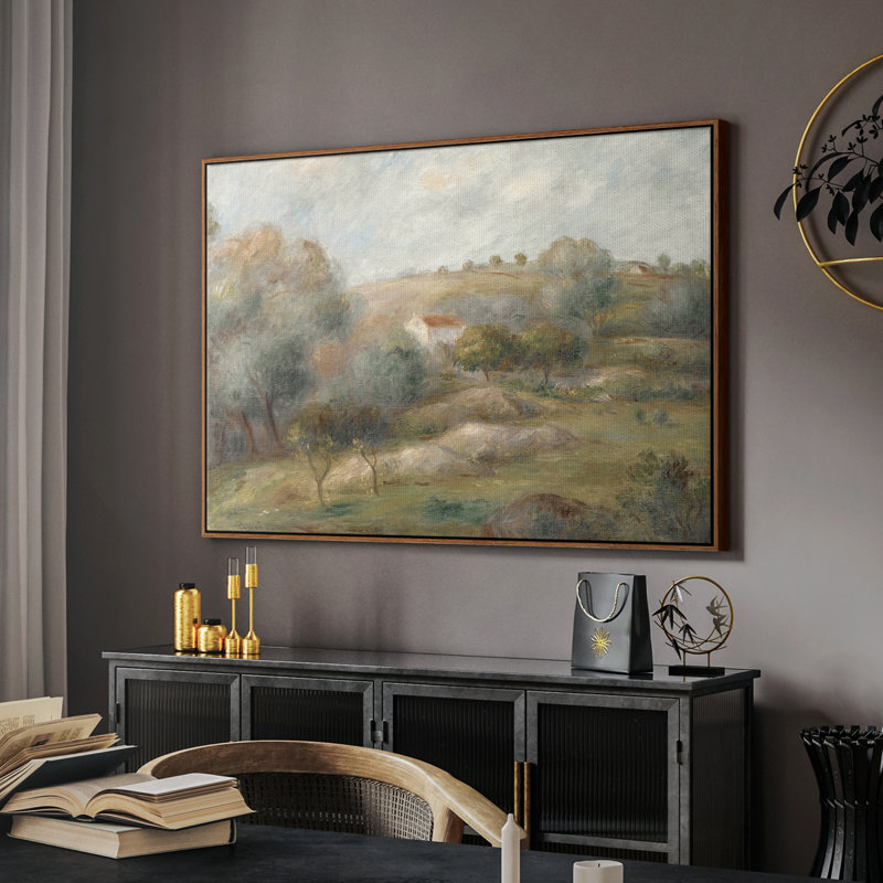Paysage rétro - CDL XXXIV - impression, Toile avec cadre noyer, H 27 po x l 41 po x P 2 po