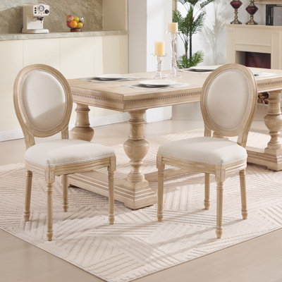 Ensemble de 2 chaises de salle à manger French Country, chaises rembourrées à dossier rond, techniques de tréfilage et de sculpture, démontables, pour le salon, la cuisine, le restaurant, beige