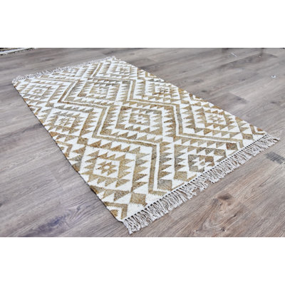 Tapis blanc/beige à main noué la Alsacia