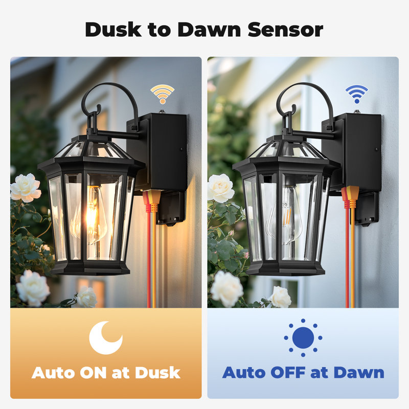 Waterproof Dusk to Dawn Outside Wall Lights with GFCI Outlet