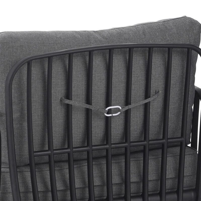 Modern Outdoor Patio Club Chair With Thick Waterproof Cushions, Dark Gray Cushion/Black Frame