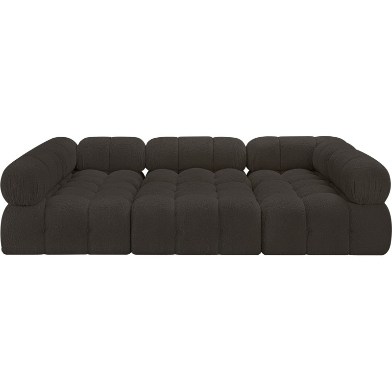 Ames 102" Upholstered Sectional, Brown Boucle Fabric
