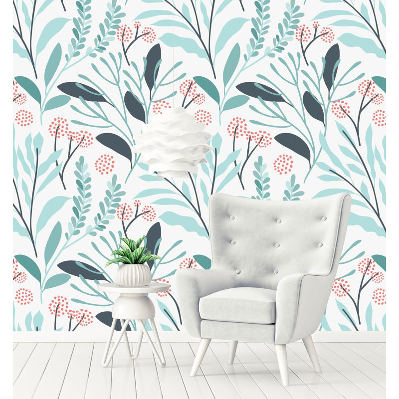 Papier peint amovible floral, L 9 po x l 15 po