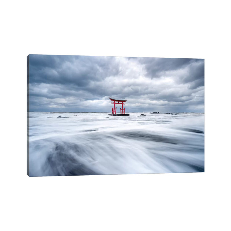Red Torii Gate In The Sea by Jan Becke - Wrapped Canvas Gallery-Wrapped Canvas Giclée, 152.5 cm H x 101.5 cm W