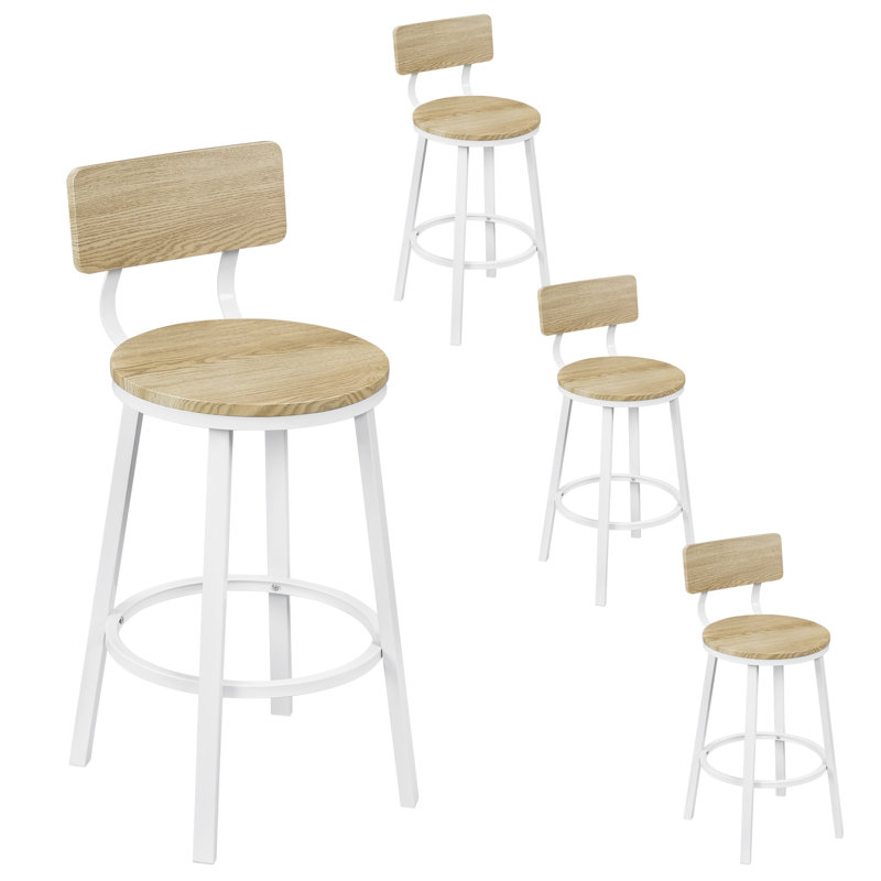 Annik Counter Stool with Metal Frame, Oak/White
