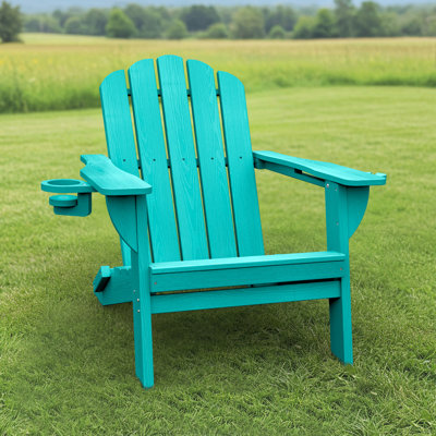 Oversize Foldable Adirondack Chair HDPE Weather-Resistant Firepit Chair With Cup Holder