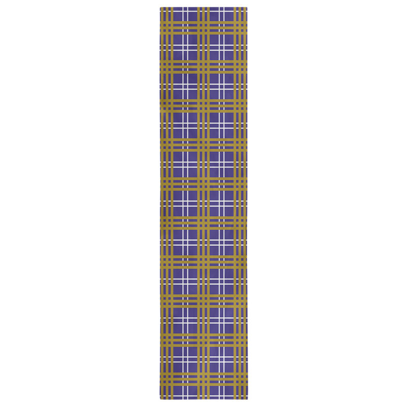 Paid Polyester Table Runner, 90" L x 16" W, Purple/White/Metallic Gold