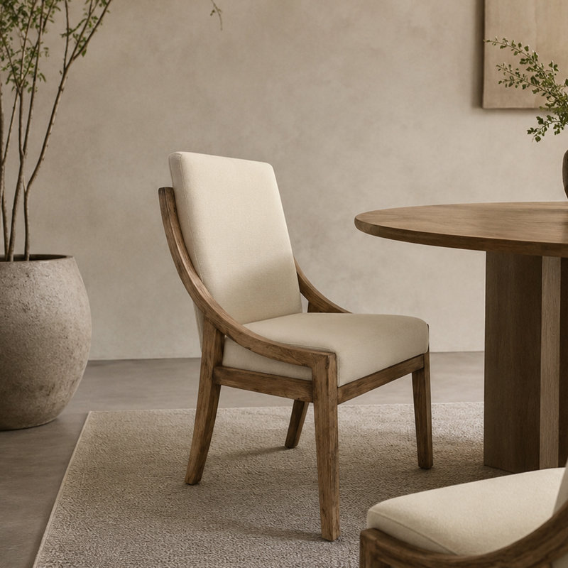 Chaise rembourrée Tamekah, Jig sable, Naturel