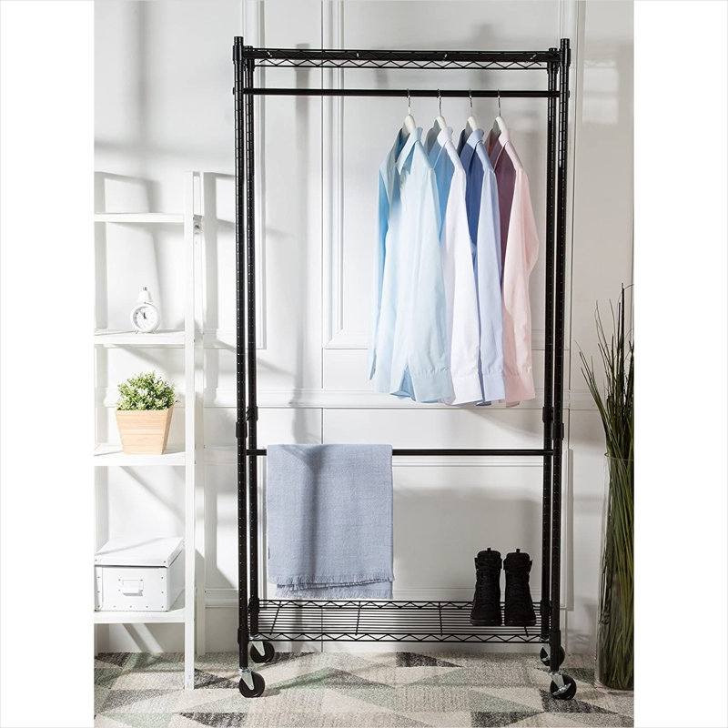 Structure en acier de 70,9 pouces et tablettes réglables avec rangement noir élégant