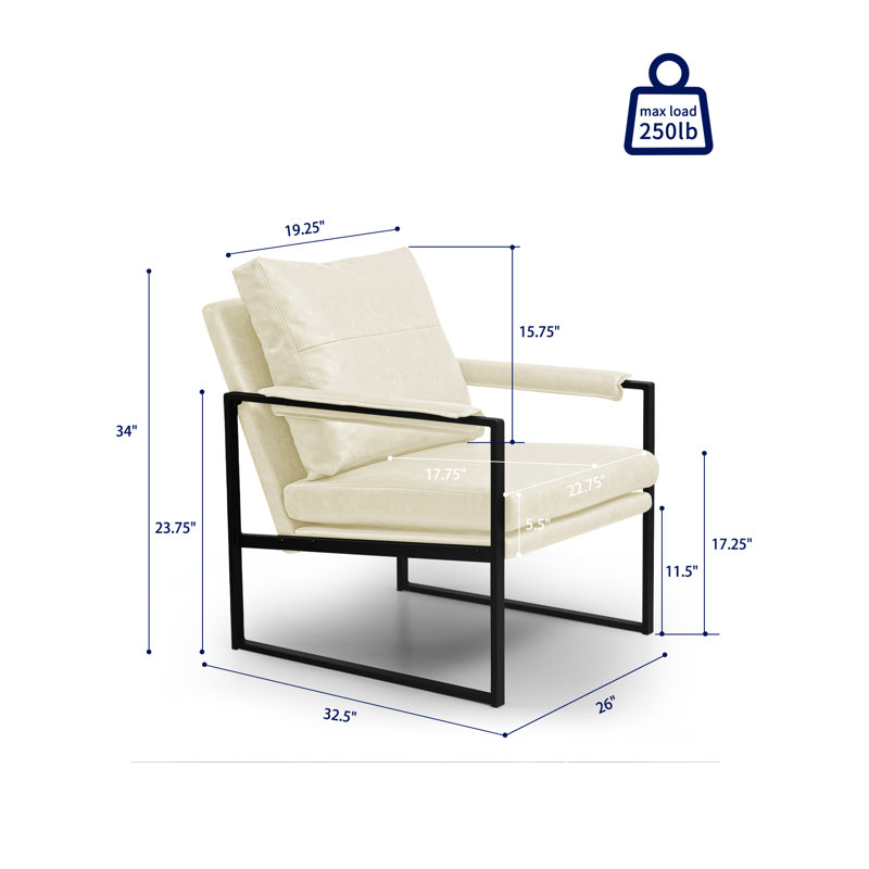 Upholstered Modern Accent Chair with Metal Frame, Oatmeal Polyester Blend