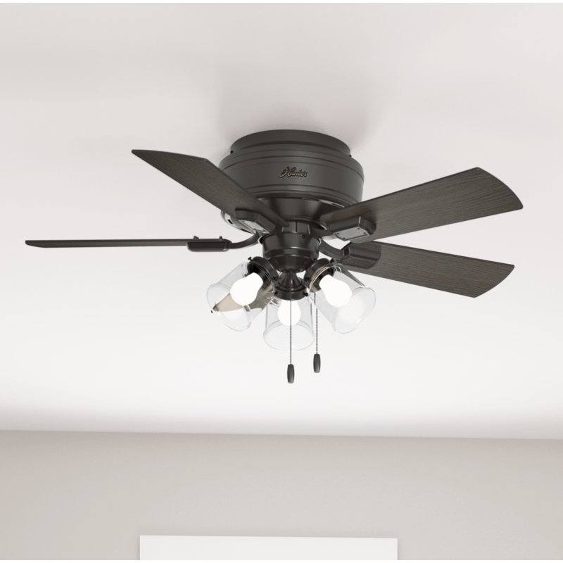 42" Crestfield 5 - Blade Indoor Modern Farmhouse Small Room Ceiling Fan with Lights and Pull Chains, Noble Bronze