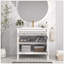 Meuble-lavabo de salle de bain Mid-Century avec capteur de mouvement et verre à motif-704464455