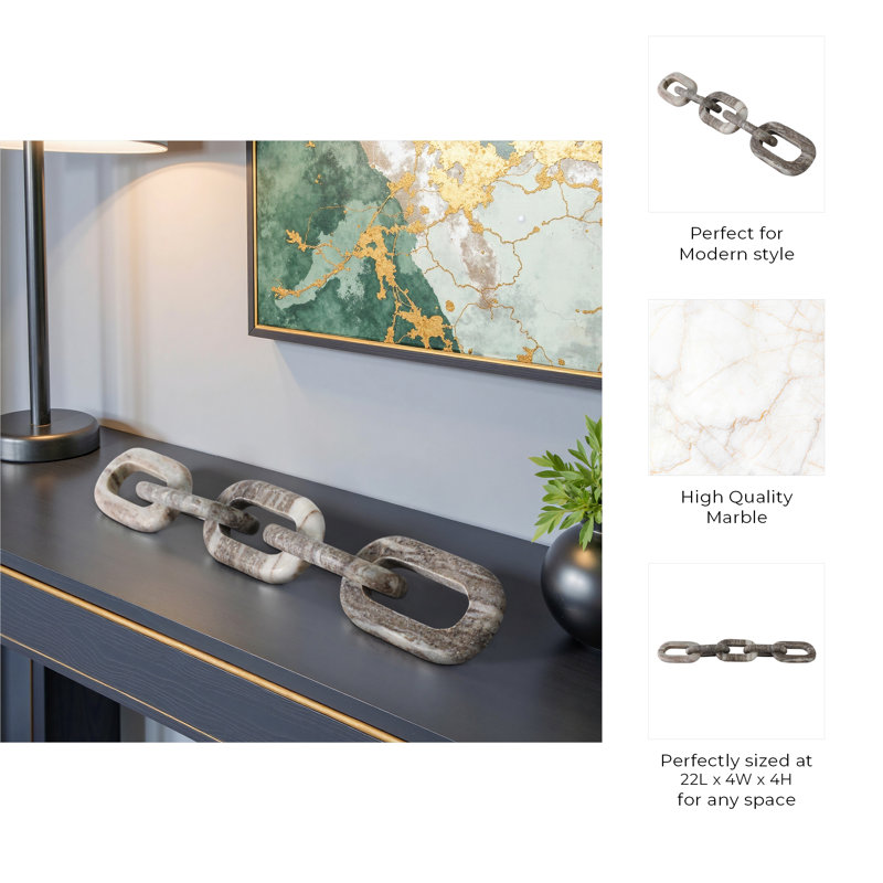 Sagebrook Home 22X4 5-Link Marble Chain, Gray