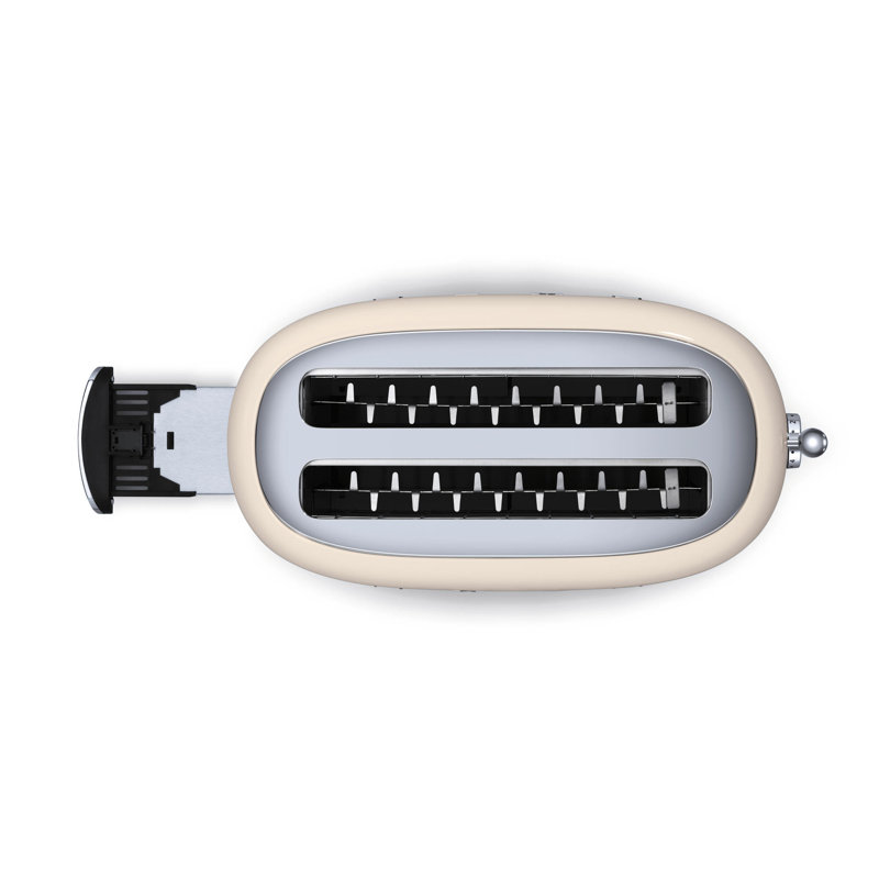 Cream Stainless Steel 4-Slice Wide Slot Retro Toaster