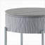 Table basse grise ultrabrillante avec pieds en métal chromé - rangement compact et look épuré moderne