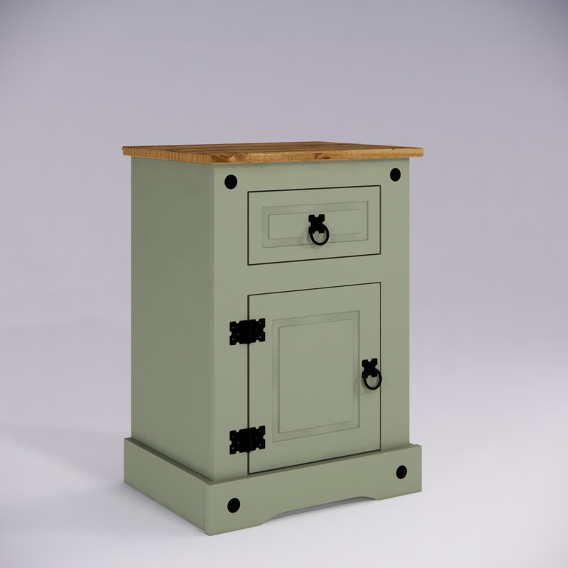 Table de chevet Lindall Farmhouse, table de chevet à 1 tiroir et 1 porte, table d'appoint rustique avec rangement pour chambre, salon ou bureau à domicile