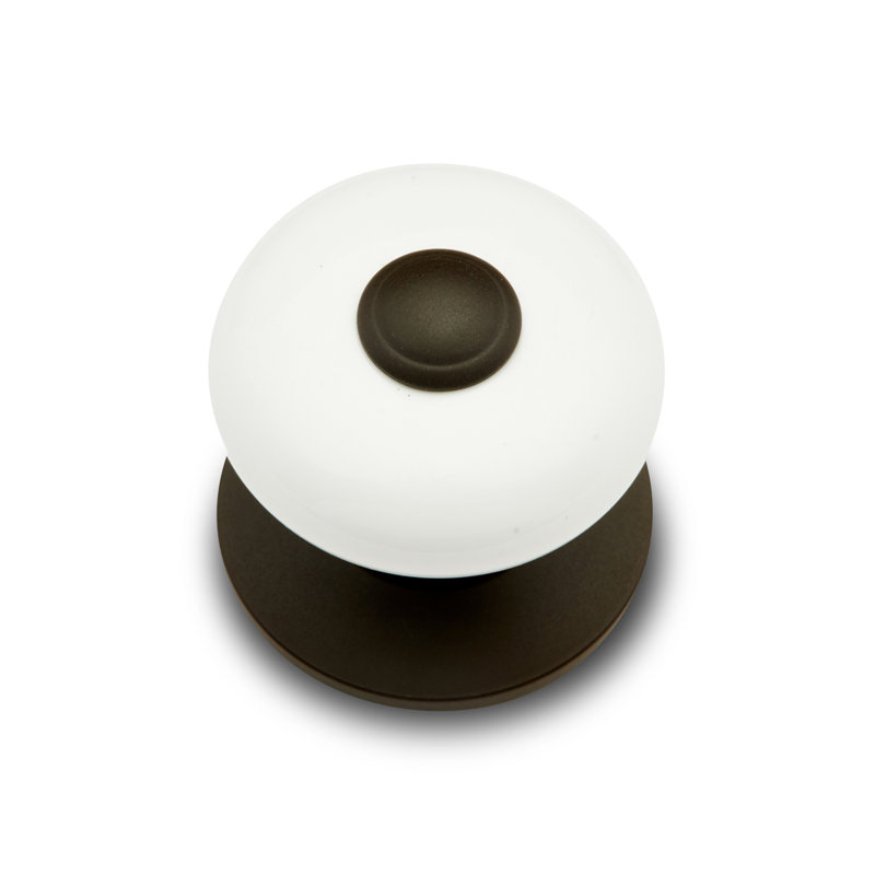 CK Series Diameter Mushroom Knob, White / Oil Rubbed Bronze, 1.25" H x 1.25" W x 1.38" D