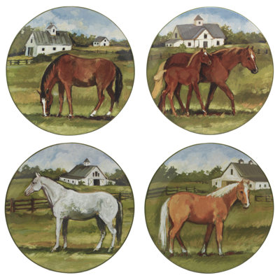 York Stables Set Of 4 Dinner Plate 10.5" 4 Asst.