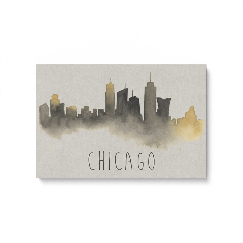Chicago Skyline Fade, Toile tendue, H 12 po x l 18 po, Toile tendue