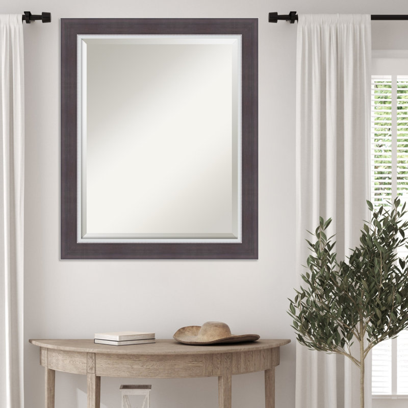 Ellie Beveled Framed Wall Mirror, 27.5" x 33.5", Brown Silver