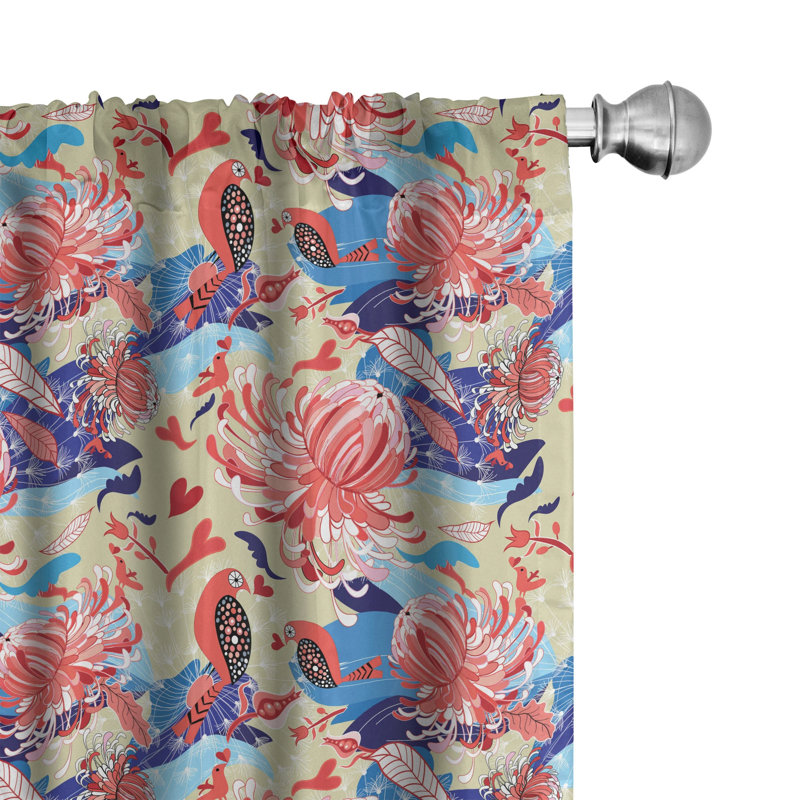Birds Semi-Sheer Rod Pocket Sliding Panel, 28" x 95"