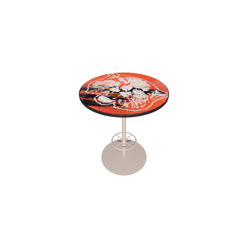 Table de social - ronde - piédestal en fonte - repose-pieds, Diamètre 36 po