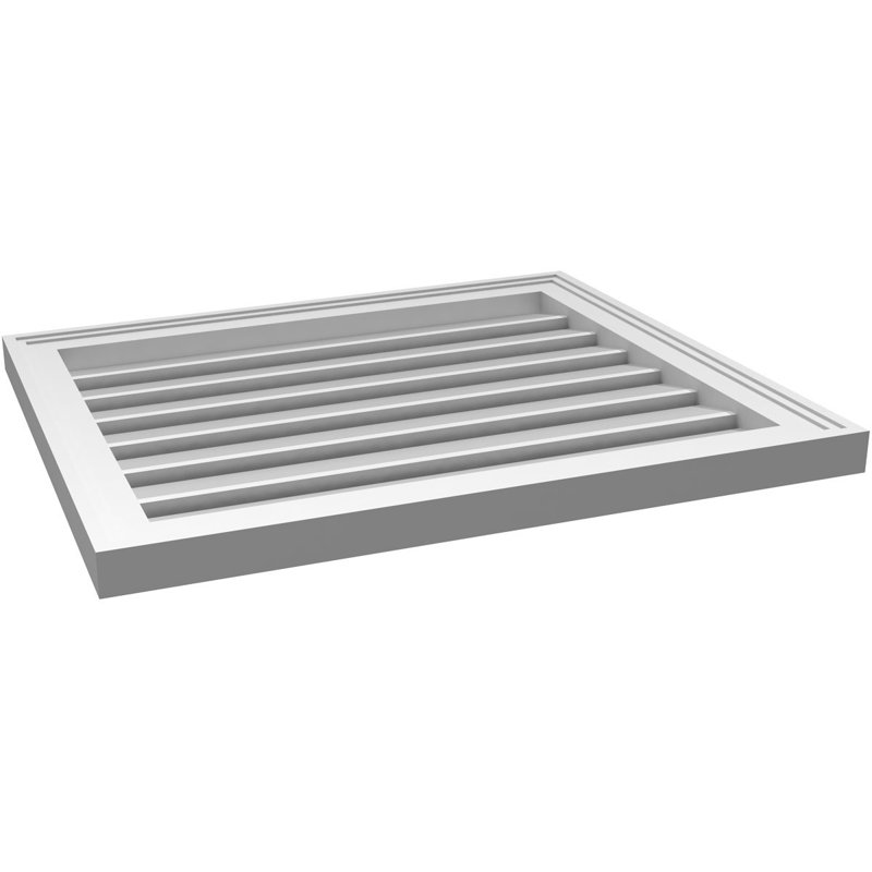 Évent à pignon fonctionnel en uréthane rectangulaire à fixation en surface, brun clair apprêté, H 22 po x l 26 po x P 1,5 po