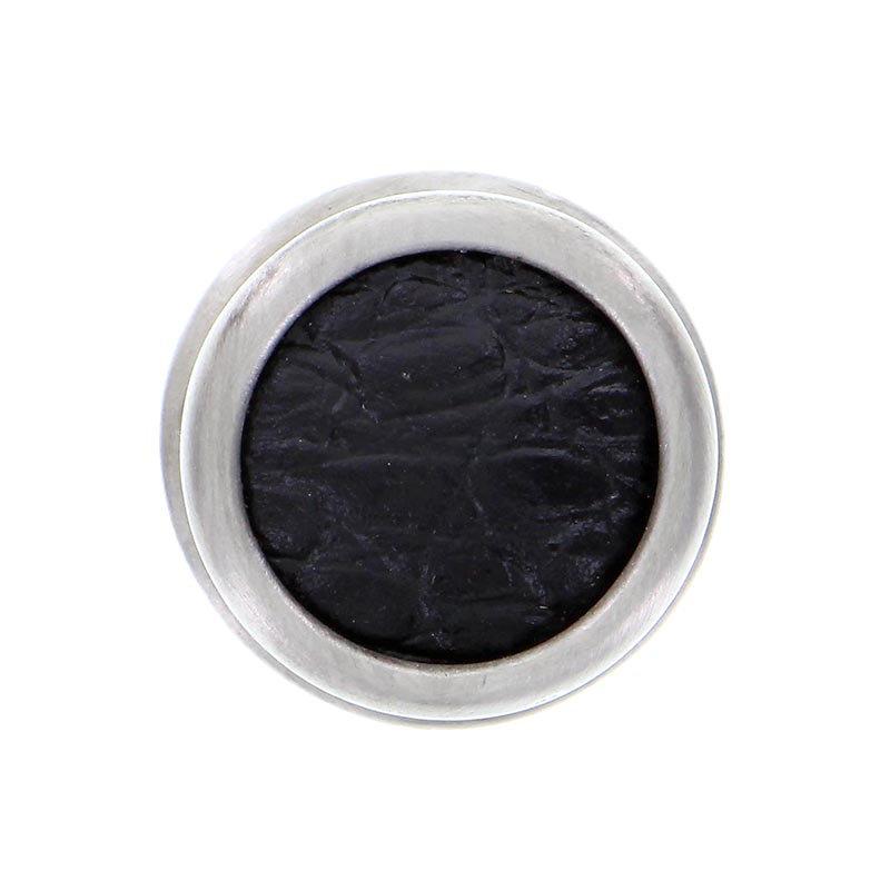 Equestre Round Knob, 1" L x 1" W x 1" P, Antique Nickel, Black Pear