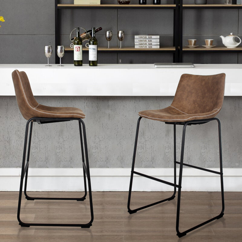 Tabouret de bar rembourré 28 po Iema, Brun foncé