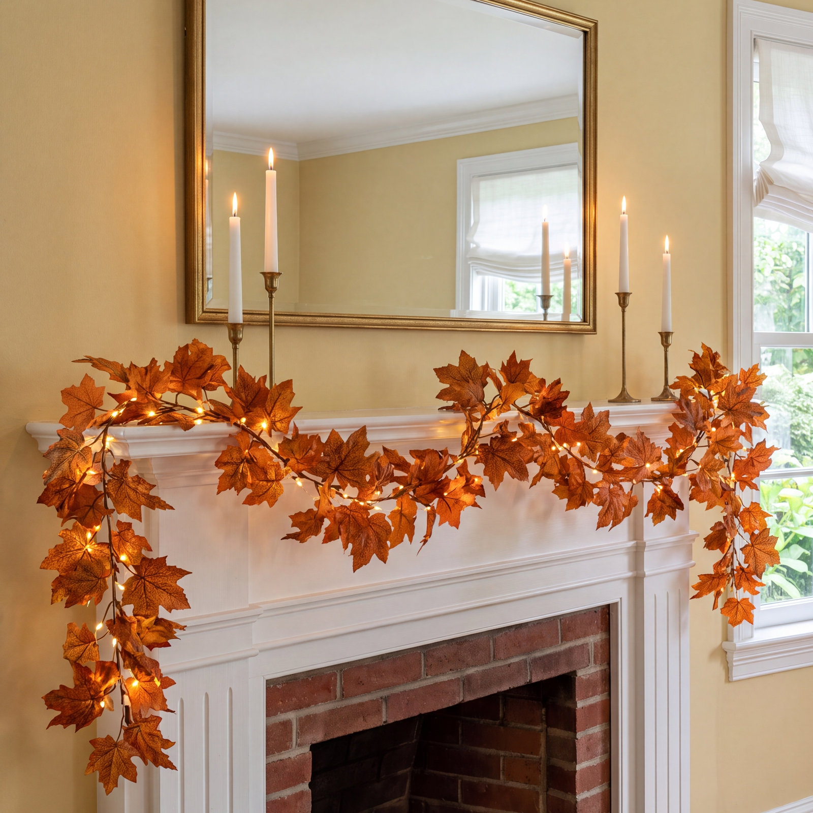 72'' in. Lighted Faux Maple Garland
