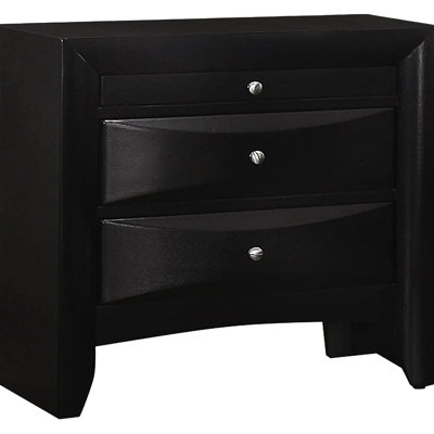 Black 2 Nightstand For Bedroom, Slide-out Tray Bedroom Storage Adaptability, 25.5 Inches In Height, 25.42 Width, 16.38 Depth, Asian Hardwood And Venee by Everly Quinn