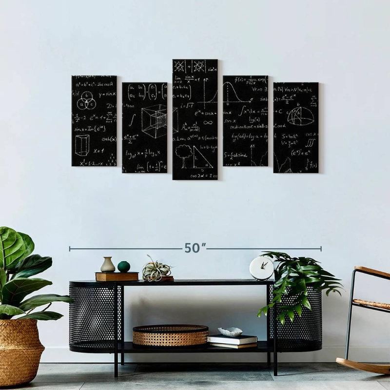 Ensemble de 5 équations sur toile, H 24 po x l 49 po x P 1,25 po