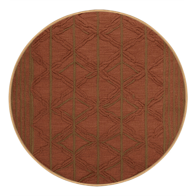 Machine Washable Trellis Brown Area Rug, Round 5'