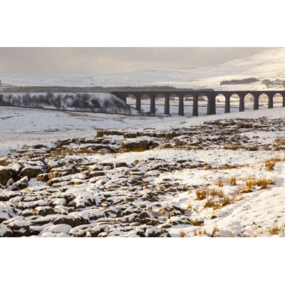 Ribblehead Viaduct With Snow by Salking - Wrapped Canvas Print